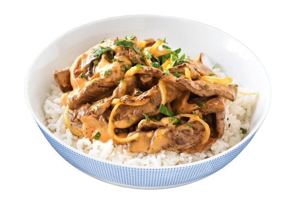 BEEF CREAMY SAUCE W RICE